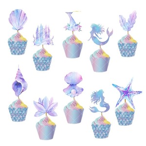 Mermaid serie per bambini decorazione torta di compleanno Plugin a sorpresa etichetta da tavola per feste stoviglie e decorazioni - Product Image 6