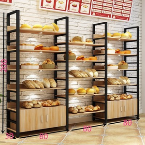 Holz-Bäckereiregal Supermarkt-Designregale zur Wandmontage, Maßgefertigte 3-stufige Wandbrot-Bäckerei-Auslagevitrine - Product Image 5