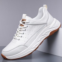 Prêt à expédier – Baskets décontractées d'été pour hommes en cuir de vachette grainé à lacets, en stock, chaussures de sport, faible MOQ, 3 couleurs assorties
