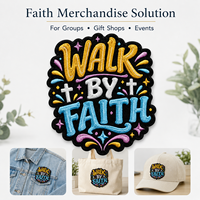Parche Bordado Personalizado 'Walk by Faith', Insignia con Letras Inspiradoras para Chaquetas, Bolsos, Artículos para Eventos, Proveedor de Regalos al por Mayor