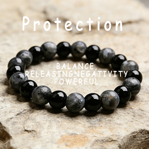 Pulsera de Labradorita y Amatista - Pulsera de Piedras Preciosas Curativas con Protección de Aura Unisex de Moda para Absorber la Negatividad, Ideal para Empáticos - Product Image 6