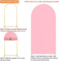Standing backdrop lengkung logam warna pink dengan penutup spandex, dekorasi lengkung untuk pernikahan, bunga buatan, balon, dan kit rangkaian bunga.