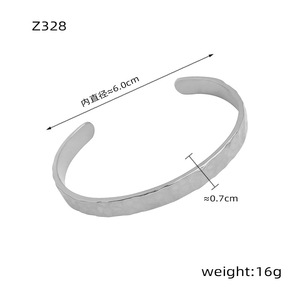 <strong>Stainless</strong> <strong>Steel</strong> 18K Gold Plated Geometric Irregular Concave Convex Hammer Surface Trendy Bangle Women's <strong>Jewelry</strong> Waterproof - Product Image 3