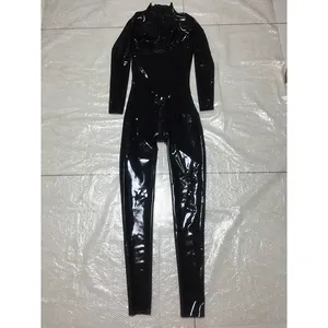 Combinaison Justaucorps Moulante en <span class=keywords><strong>Latex</strong></span> Noir pour Hommes et Femmes, Tenue Unisexe en Caoutchouc pour Adultes, Vêtements de Fétichisme - Product Image 3