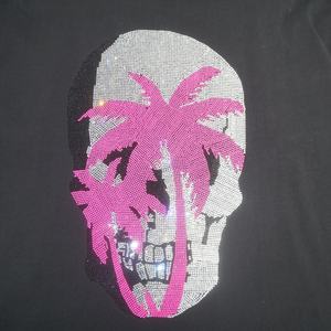 Elegante calavera hierro en diamantes de imitación diseño Transferencia de Calor cristal calavera motivo hierro para ropa de calle - Product Image 4