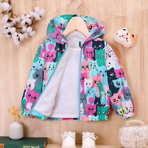 Pakaian Anak Perempuan Ukuran Kecil Sedang Baru Musim Semi Gugur Mantel Beludru Bermotif Kartun Berkerudung Pewarnaan Garment - Product Image 6