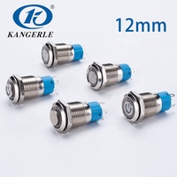 Bouton-poussoir momentané à tête plate LED circulaire Chinakel 12 mm IP65 12 V intelligent 1NO 2A