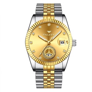 Montre Classique de Luxe pour Homme en Acier Inoxydable, Or, à Quartz, avec Décoration Tourbillon, Lumineuse, Étanche et Calendrier, Idéale pour les Affaires - Product Image 5