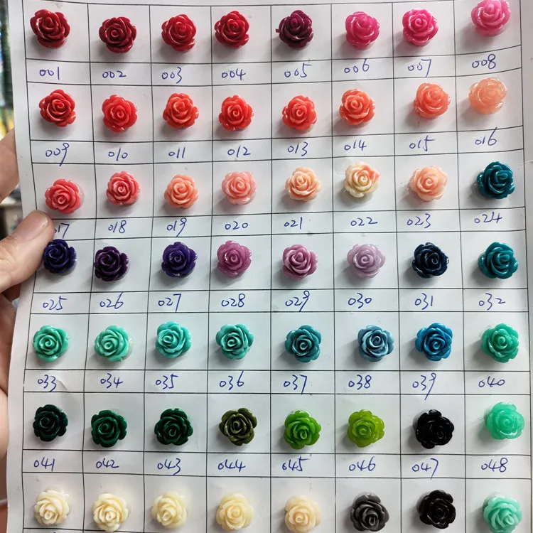 Grandes sélections de couleurs, différentes tailles, perles en résine de Rose de fleur pour la fabrication de bijoux