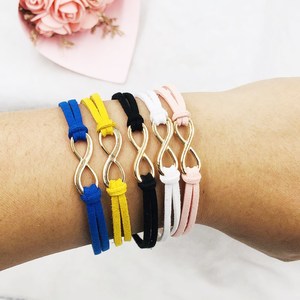 Fabricant fait à la main argent or <span class=keywords><strong>signe</strong></span> de l'<span class=keywords><strong>infini</strong></span> <span class=keywords><strong>bracelet</strong></span> à breloques en cuir suédé cordon de corde <span class=keywords><strong>bracelet</strong></span> à breloques <span class=keywords><strong>infini</strong></span> pour femmes - Product Image 4