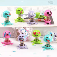 Mini Cartoon Spring Man Schuddende Kop Speelgoedauto Decoratie Capsule Speelgoed Stuiterende Elf Emoticon Pop Grap Grappige Schuddende Kop Pop