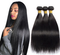 Extensiones de Cabello Brasileño Virgen 10A 12A con Cutícula Alineada, Liso Natural Negro, Paquetes de Cabello para Tejer, Novedad al por Mayor