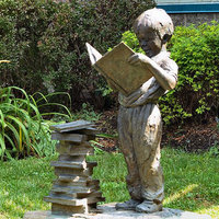 Statue de jardin en bronze grandeur nature BLVE, garçon et fille jouant, fontaine décorative extérieure
