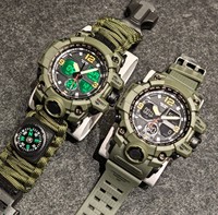 Montre de sport numérique à grand écran pour homme, camouflage – Étanche, multifonction, double fuseau horaire, pour l'extérieur