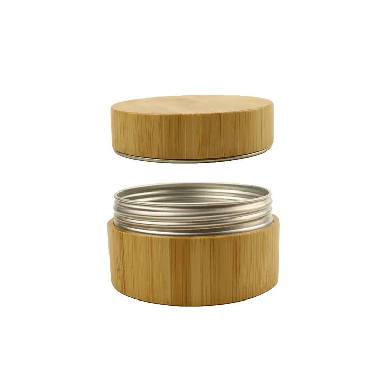 Empty Round 5g 10g15g 20g 30g 50g 60g 80g 100g 150g 200g --1000g Cosmetic Cream Aluminum Jar With Bamboo interior
