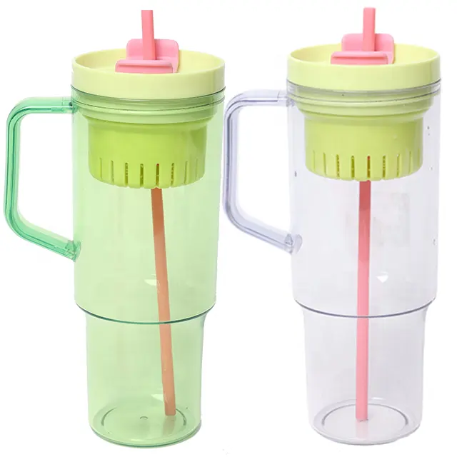 Personalizzare BPA libero chiaro sport di plastica bottiglia di acqua 40oz Tumbler all'ingrosso per le bevande con paglia
