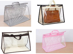 Bolso de mano para mujer, bolsa de almacenamiento de PVC no tejido con cremallera, gris y marrón, directa de fábrica - Product Image 6