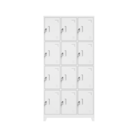 Casier en acier à 12 portes, armoire de rangement métallique avec serrures individuelles, anti-corrosion, pour personnel d'usine, salle de sport, école
