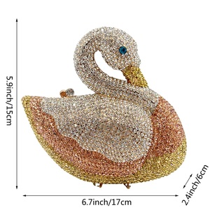 Women Swan Rhinestone Evening Bag Glitter Crystal <b>Clutch</b> Purse Elegant Handbag for <b>Wedding</b> Engagement Date - Product Image 2