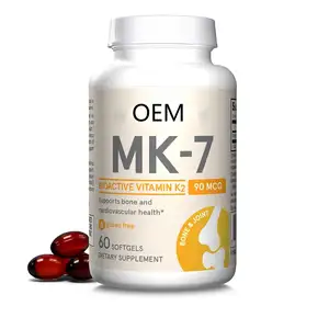 Cápsulas macias de vitamina K2 OEM Bio active para a saúde óssea e cardiovascular, suplementos dietéticos