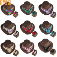 Parure de bijoux brillante 10 couleurs Europe et Amérique, collier et boucles d'oreilles en strass pour femme, idéal pour mariage, fête, concours, cadeau, en stock