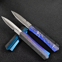 Premium Damaszener Stahl 440C Klappmesser mit Zinklegierung und Carbonfaser-Griff Taktisches Outdoor-Überlebensmesser EDC-Ausrüstung Geschenk