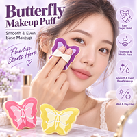 Éponge de maquillage papillon personnalisée, douce, pour fond de teint, à utiliser à sec ou humide, avec sangle de maintien au doigt – Meilleure vente