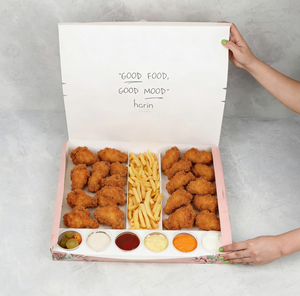 กล่องบรรจุภัณฑ์พิมพ์ลายตามสั่งสำหรับใส่ซอส<span class=keywords><strong>ไก่</strong></span><span class=keywords><strong>ทอด</strong></span> กล่องใส่ปลาทอด เฟรนช์ฟรายส์ พร้อมช่องแบ่ง - Product Image 4