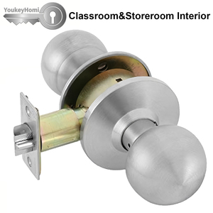 YoukeyHomi American USA Canada Commercial Stainless Steel Classroom Keyed Cylindrical ANSI Grade-2 UL Fire <strong>Door</strong> Handle <strong>Knob</strong> Lock - Product Image 4
