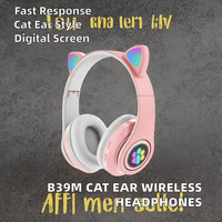 Casque Stéréo Sans Fil Sportif à Oreilles de Chat Mignon, Faible Latence, Son Hifi, Micro et Affichage Numérique pour Téléphone Portable - Meilleures Ventes