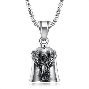 <b>Titanium</b> Steel Bell Pendant With Angel Wings Design For Men Women Fashion Necklace Gift Asymmetry Themed Pendants Stainless - Product Image 5