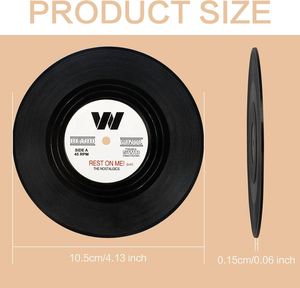 Sous-verre antidérapant noir rétro en vinyle CD avec logo personnalisé - Product Image 4