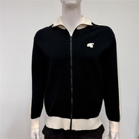 Cardigan en tricot zippé à col roulé pour homme, 100 % coton, manches longues, coupe courte, avec logo personnalisé, idéal pour l'hiver