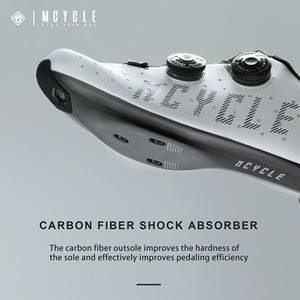 รองเท้าปั่นจักรยานแบบไม่มีคลิปหนีบ รุ่น Mcycle Racing ดีไซน์หัวเข็มขัดคู่ ป้องกันแบคทีเรีย สำหรับจักรยานเสือหมอบและจักรยานเสือภูเขา วัสดุคาร์บอน - Product Image 6