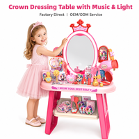 Ensemble de coiffeuse princesse 53 pièces pour enfants avec lumière, musique, miroir à capteur tactile, kit de maquillage pour filles, jouet d'imitation pour tout-petits