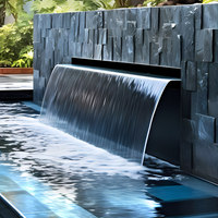 Fontaine d'eau moderne en acier inoxydable avec bec cascade, fonction d'eau courante, cascade à plusieurs niveaux pour évier, rideau d'eau pour cour, panneau d'eau pour bassin à poissons