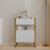 Chariot de rangement de salon de beauté moderne et luxueux en métal à 4 roues pour les outils d'art des ongles, chariot de salon multifonctionnel mobile, utilisation dans le salon