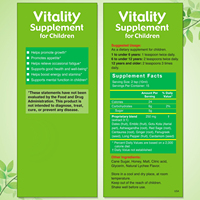 Sirop multivitaminé pour enfants Vitality, soutien de l'appétit et de la croissance, soutien immunitaire, saveur personnalisée, 150 ml, dose quotidienne de 2 ml