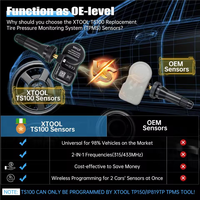 Capteur TPMS en caoutchouc XTOOL TS100 PRO, réparation de pneus, surveillance de la pression, 315 MHz, 433 MHz, 2 en 1, capteur de pression des pneus programmable en caoutchouc