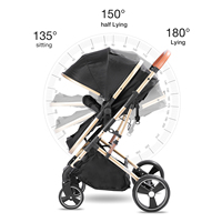 Poussette 3-en-1 pour bébé |   180 °   Poussette inclinable, pliage en un clic, absorption des chocs et nacelle amovible pour 0-36 mois
