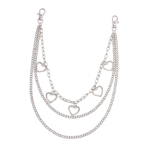 โซ่คล้องกางเกงรูปหัวใจ ทำจากโลหะผสมสังกะสี หลายชั้น ประดับด้วยคริสตัลแบบกลวง สำหรับสวมใส่ในชีวิตประจำวัน เครื่องประดับแฟชั่นสไตล์พังก์ - Product Image 5