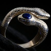 Bague en cuivre bleu serpent personnalisée OEM ODM pour hommes, bague de promesse en lapis-lazuli pour couples, plaquée or, bijoux de Dubaï haut de gamme