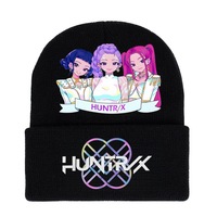 Gorro de Punto con Estampado de KPop Demon Hunters, Forrado de Felpa, Cálido para Invierno, para Mujer, Estilo Anime, Informal