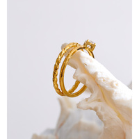 Bague JINYOU 7170 taille 6789, minimaliste, en zircon cubique, double anneau, plaquée or, acier inoxydable, design torsadé