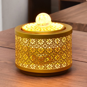Fuente de agua de hierro forjado tallada y hueca con luz LED circular, decoración auspiciosa para el hogar, oficina, estudio o entrada. - Product Image 4
