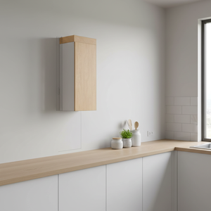 Armadietto da Parete Sunique 33x15x85cm, Finitura in Faggio, Design Minimalista, Organizzatore da Cucina Senza Foratura - Product Image 3