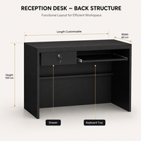 Bureau d'accueil industriel moderne noir, comptoir d'accueil géométrique minimaliste pour bureau, hall d'entrée, magasin