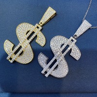 Collier Lerca en argent S925 avec pendentif Moissanite en forme de dollar style Hip Hop pour couples, nouvelle arrivée transfrontalière