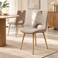 Chaise de salle à manger rembourrée en tissu avec dossier en forme de cuillère, chaise d'appoint moderne pour salon, cuisine, café, restaurant, meubles
