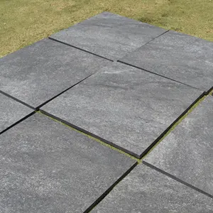 Superfície r11 rectificada 20mm pedra martelo ao ar livre preto piso de porcelana resistente telhas de cerâmica 600x600mm da china